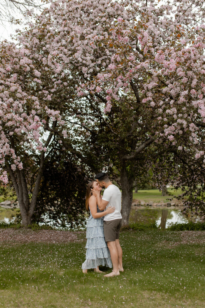 Cherry Blossom Engagement Session Wisconsin