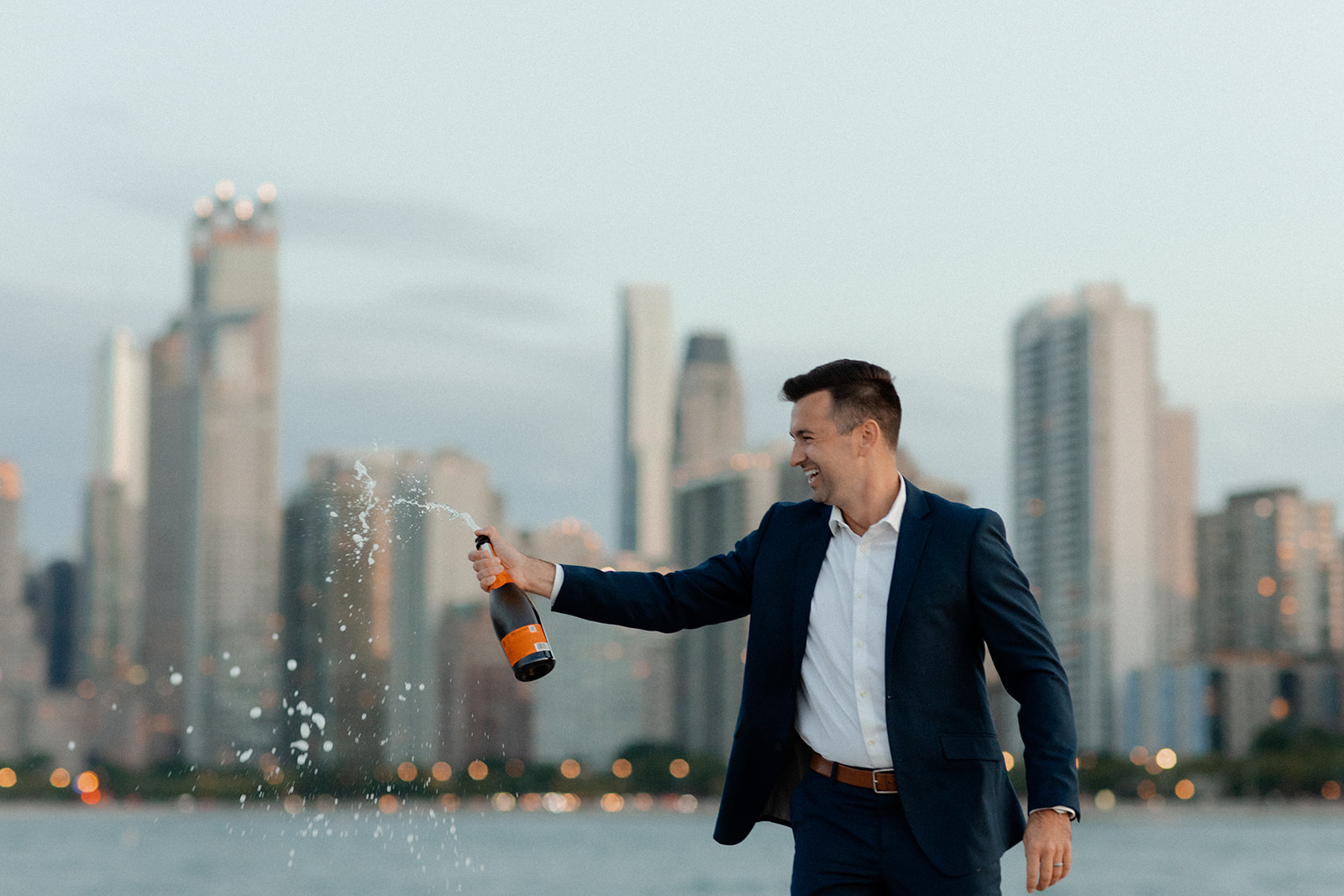 Downtown Chicago engagement session with a gay couple photographed by Claire Neville Photography