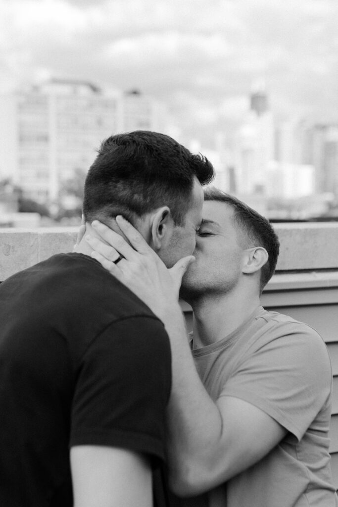 Downtown Chicago engagement session with a gay couple photographed by Claire Neville Photography