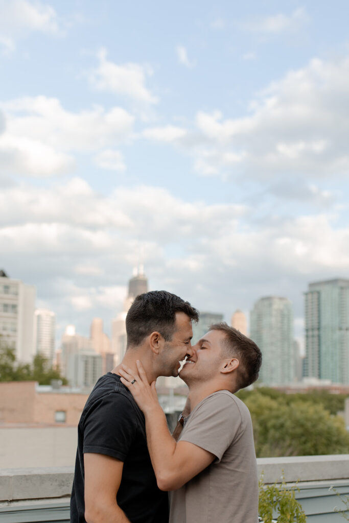 Downtown Chicago engagement session with a gay couple photographed by Claire Neville Photography