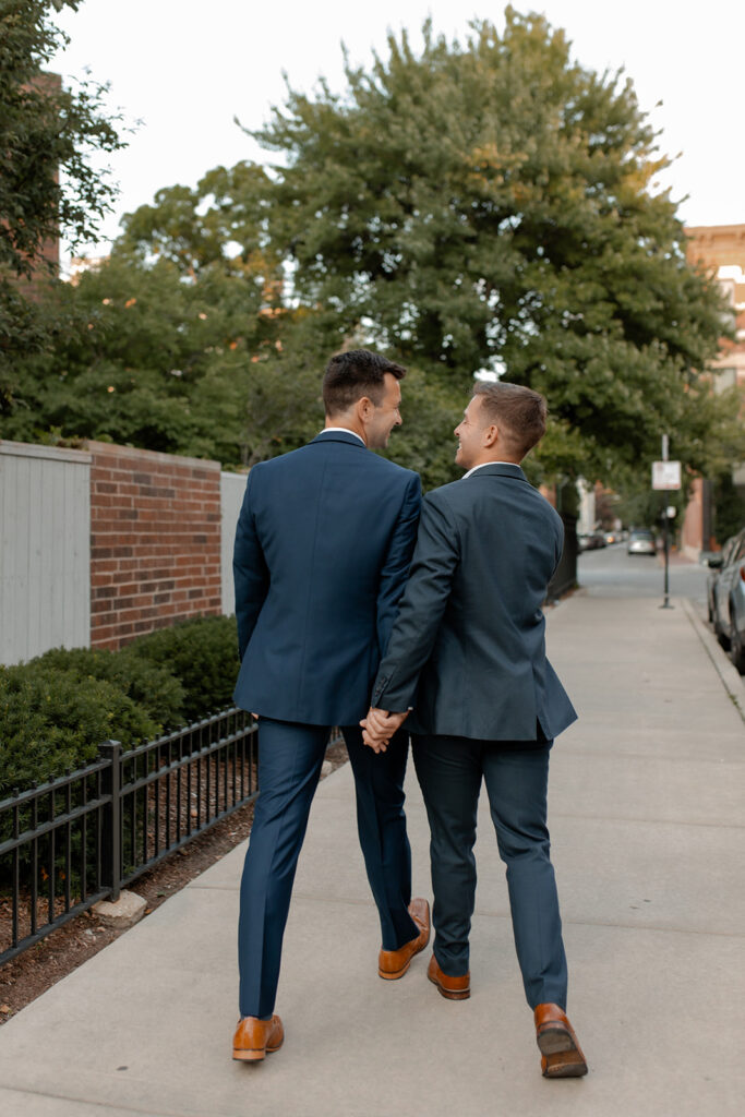 Downtown Chicago engagement session with a gay couple photographed by Claire Neville Photography