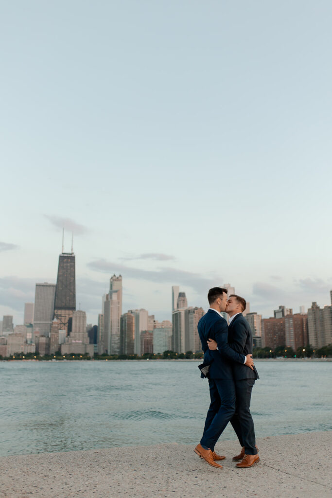 Downtown Chicago engagement session with a gay couple photographed by Claire Neville Photography