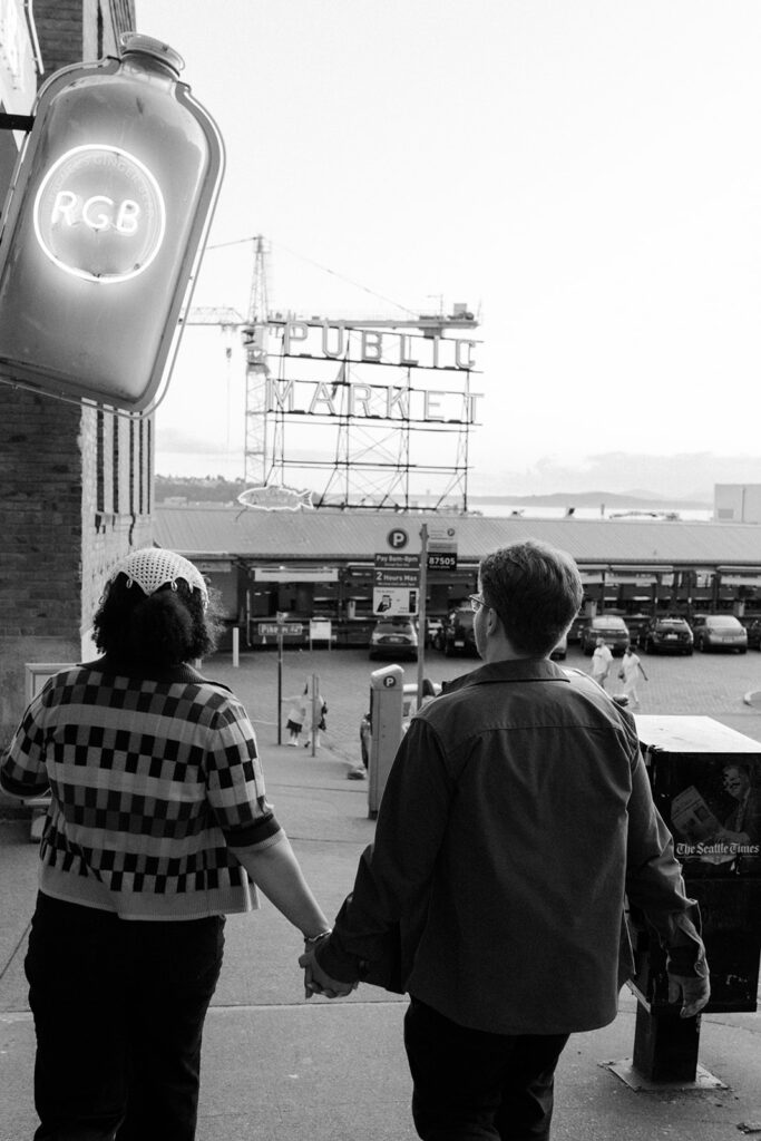 Downtown Seattle Public Market Engagement Session photographed by Claire Neville photography