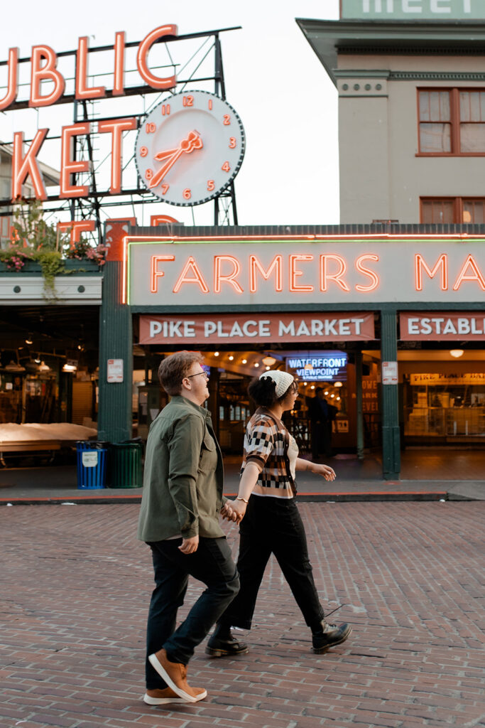 Downtown Seattle Public Market Engagement Session photographed by Claire Neville photography