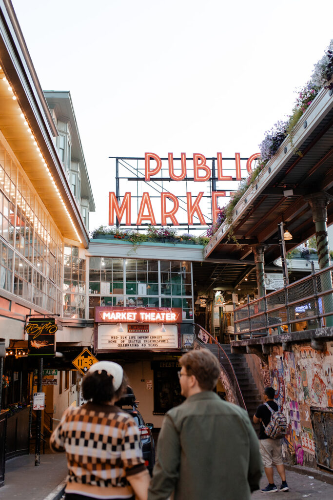 Downtown Seattle Public Market Engagement Session photographed by Claire Neville photography