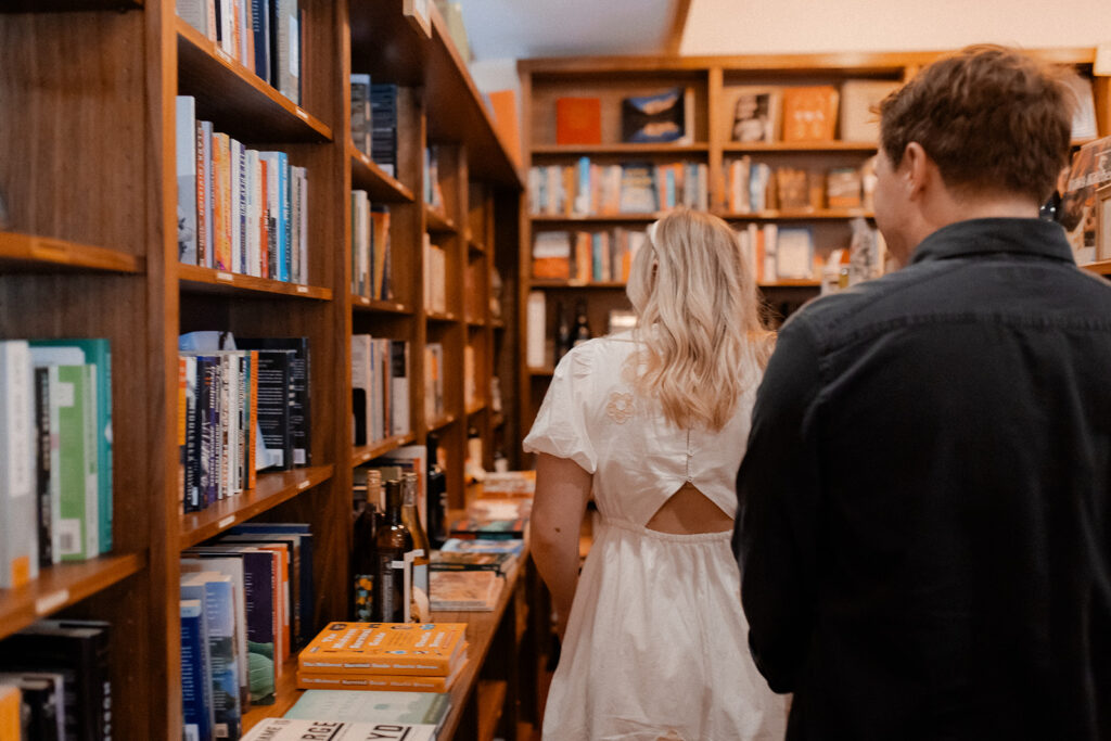 Engagement session in Leopolds Coffee shop in madison Wisconsin photographed by Claire Neville Photography