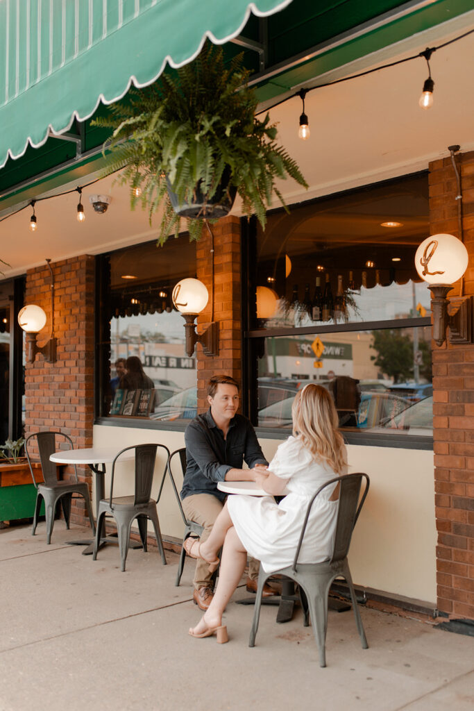 Engagement session in Leopolds Coffee shop in madison Wisconsin photographed by Claire Neville Photography