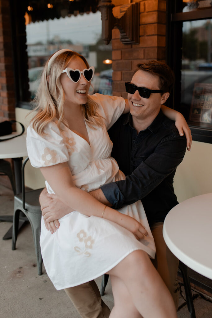 Engagement session in Leopolds Coffee shop in madison Wisconsin photographed by Claire Neville Photography