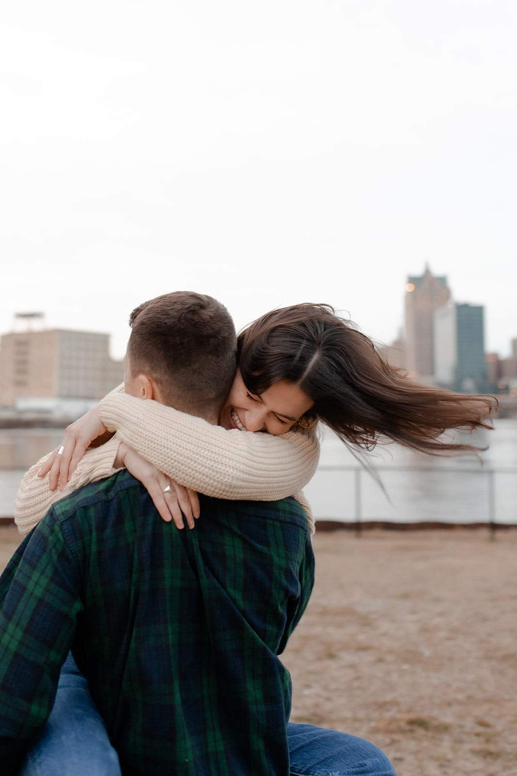 Downtown Milwaukee Couples Session photographed by Claire Neville Photography